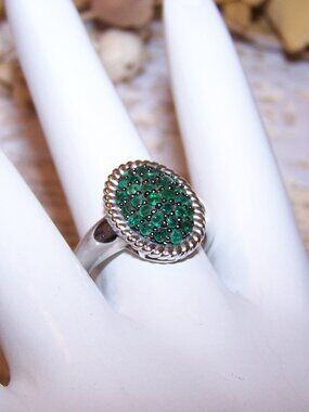 Vintage Sterling Silver Green Chrysoprase Ring - Size 8